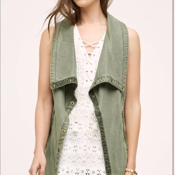 Anthropologie Jackets & Blazers - Anthropologie Marrakech XS Olive Green Tombolo Utility Vest with Pockets